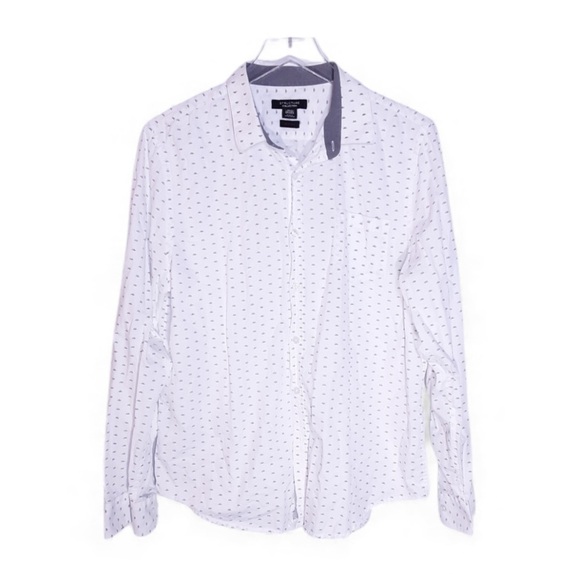 Structure Collection White Print Shirt Slim Fit L - Picture 1 of 6